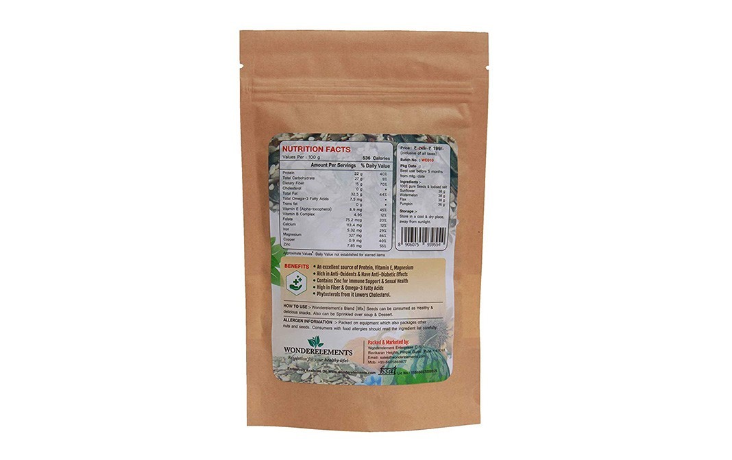 Wonderelements Roasted Flax Pumpkin, Watermelon & Sunflower Blend Seeds   Pack  150 grams